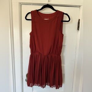 BCBG Max Azria Pleated Mini Dress in Dark Paprika, Size XS